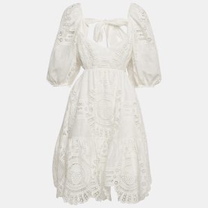 Zimmermann White Vacay Lace Mini Dress L, Dresses - Luxury Closet
