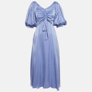 Zimmermann Purple Satin Silk Ruched Midi Dress S, Dresses - Luxury Closet catalog