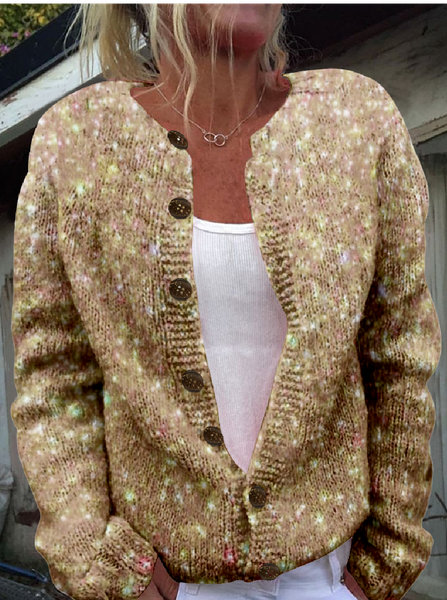Casual Crew Neck Cardigan, Cardigans, Lilicloth.com - Image 2