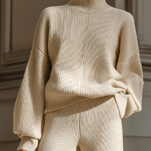 Yarn/Wool Yarn Casual Plain Turtleneck Sweater, Pullovers, color:Beige|size:XXL, Stylewe