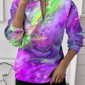 Casual Crew Neck Ombre Sweatshirt, Hoodies & Sweatshirts, color:Purple|size:XXL, catalog Noracora shop