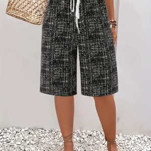 Women Abstract Fifth Pants Pants Casual Summer Trousers, JustFashionNow Pants, color:Black|size:XXL,