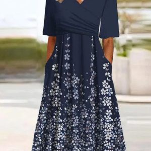 Women Ombre Summer Dress V Neck Short Sleeve A-Line Dress, Dresses, color:Blue|size:XXL, catalog Noracora shop