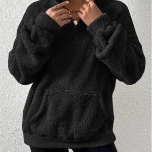 Vintage Mock Neck Plain Sweatshirt Split Joint, Hoodies & Sweatshirts, color:Black|size:XXL, catalog Noracora shop