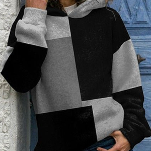 Women Multicolor Block Spring/Fall Printing Long Sleeve Casual Daily Hoodie, JustFashionNow Sweatshirts & Hoodies, color:Black-grey|size:5XL,
