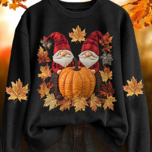 Casual Halloween Pumpkin Maple Leaf Printing Crew Neck Sweatshirt, Hoodies & Sweatshirts, color:Black|size:XXL, catalog Noracora shop