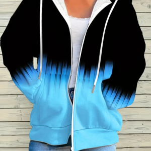 Women Spring/Fall Outerwear Casual Printing Abstract Long Sleeve Hoodie Jacket, JustFashionNow Coats, color:Blue|size:4XL,