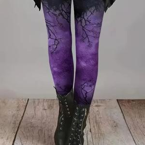 Women Halloween Casual All Season Printing Long Leggings, JustFashionNow Leggings, color:Purple|size:XXL,