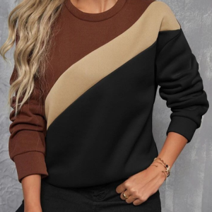 Casual Crew Neck Multicolor Block Sweatshirt Printing, Hoodies & Sweatshirts, color:As Picture|size:XXL, catalog Noracora shop