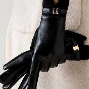 Plain Pu Urban Gloves, Gloves, color:Black|size:One-size, Stylewe