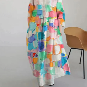 Women Geometric Summer Dress V Neck Half Sleeve A-Line Dress, Dresses, color:As Picture|size:4XL, catalog Noracora shop