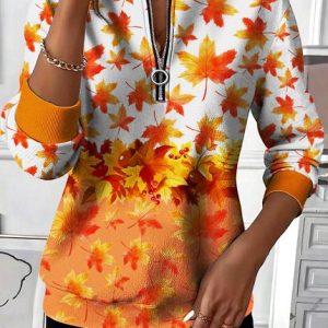 Casual Stand Collar Geometric Sweatshirt, Hoodies & Sweatshirts, color:Orange|size:4XL, catalog Noracora shop