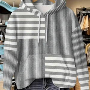Casual Hoodie Striped Hoodie Printing, Hoodies & Sweatshirts, color:Gray|size:4XL, catalog Noracora shop