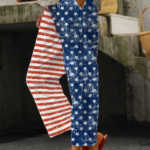 Women Independence Day (Flag) Long Pants Casual Spring/Fall Trousers, JustFashionNow Pants, color:As Picture|size:5XL,