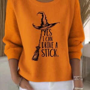 Women Cotton Text Letters Long Sleeve Comfy Vintage Sweater, Sweaters, color:Orange|size:4XL, catalog Noracora shop