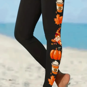 Women Halloween Casual All Season Printing Long Leggings, JustFashionNow Leggings, color:Black|size:XXL,