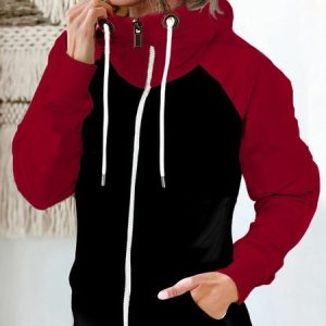 Women Spring/Fall Outerwear Vintage Split Joint Plain Long Sleeve Stand Collar Jacket, Jackets, color:Red|size:5XL, catalog Noracora shop