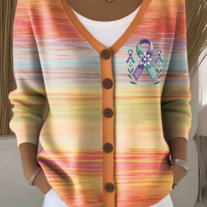 Women Cotton Ombre Long Sleeve Comfy Casual Cardigan, Sweaters, color:Orange|size:4XL, catalog Noracora shop