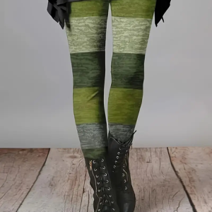 Women Striped Casual All Season Printing Long Leggings, Leggings, color:Green|size:XXL, catalog Noracora shop