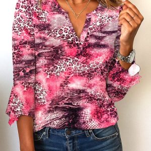 Casual Geometric V Neck Sleeveless T-shirt, T-shirts, color:Pink|size:3XL, catalog Noracora shop