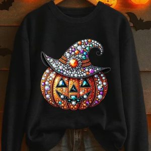 Vintage Crew Neck Halloween 3D Pumpkin Print Sweatshirt, Hoodies & Sweatshirts, color:Black|size:5XL, catalog Noracora shop