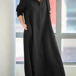 Women Plain Spring/Fall Dress Hoodie Long Sleeve A-Line Dress, Dresses, color:Black|size:5XL, catalog Noracora shop