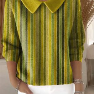 Women Imitation Cashmere Striped Long Sleeve Comfy Vintage Sweater, Sweaters, color:Color2|size:XXL, catalog Noracora shop