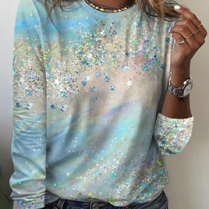 Vintage Geometric Crew Neck Long Sleeve T-shirt, T-shirts, color:As Picture|size:4XL, catalog Noracora shop