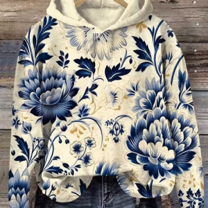 Women Floral Spring/Fall Printing Long Sleeve Casual Daily Hoodie, JustFashionNow Sweatshirts & Hoodies, color:Apricot|size:XXL,