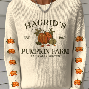 Women Halloween Pumpkin Print Long Sleeve Comfy Vintage Sweater, Sweaters, color:Color2|size:XXL, catalog Noracora shop