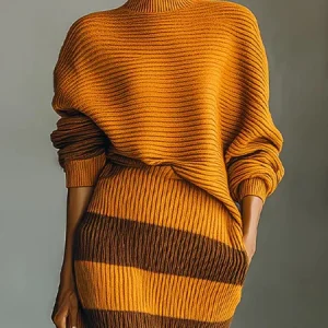 Urban Plain Turtleneck Loosen Sweater, Pullovers, color:Orange|size:XXL, Stylewe