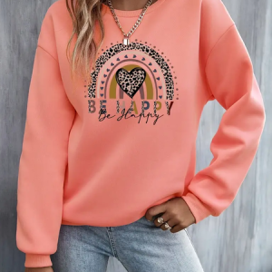 Women Heart/Cordate Crew Neck Printing Casual Spring/Fall Long Sleeve Sweatshirt, JustFashionNow Sweatshirts & Hoodies, color:Pink|size:3XL,