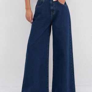 Women Plain Long Pants Vintage Spring/Fall Trousers, Denim&Jeans, color:Dark_blue|size:XXL, catalog Noracora shop