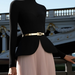 Urban Plain Stand Collar Blouse With Belt, Blouses and Shirts, color:Black|size:XXL, Stylewe
