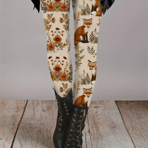 Women Floral Casual All Season Printing Long Leggings, Leggings, color:Apricot|size:XXL, catalog Noracora shop