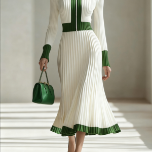 Elegant Color Block Mock Neck Maxi Dress, Maxi Dresses, color:As Picture|size:XXL, Stylewe