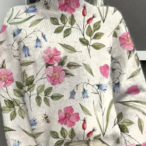 Women Floral Long Sleeve Comfy Vintage Printing Sweater, Sweaters, color:Apricot|size:4XL, catalog Noracora shop