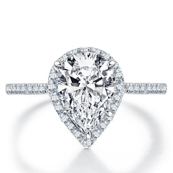classic engagement rings - Italo Halo Pear Created White Sapphire Engagement Ring, Italo jewelry - Online Catalog - Image 2