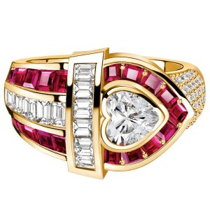 unique engagement rings - Italo Golden Ruby Sapphire Ring Heart Cut Vintage Engagement Ring, Italo jewelry - Online Catalog