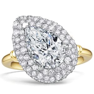 unique engagement rings - Italo Halo Micro Pave Pear Cut Unique Engagement Rings For Women, Italo jewelry - Online Catalog