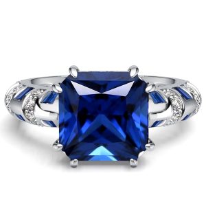 unique engagement rings - Italo Knife-Edge Princess Cut Blue Sapphire Engagement Ring, Italo jewelry - Online Catalog