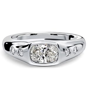classic engagement rings - Italo Flush Setting East West Cushion Cut Engagement Ring For Women, Italo jewelry - Online Catalog