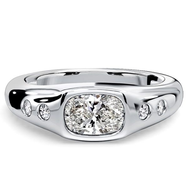 classic engagement rings - Italo Flush Setting East West Cushion Cut Engagement Ring For Women, Italo jewelry - Online Catalog
