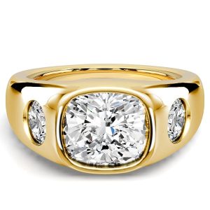 three stone engagement rings - Italo Flush Setting 3 CT. Cushion Cut Three Stone Engagement Rings, Italo jewelry - Online Catalog