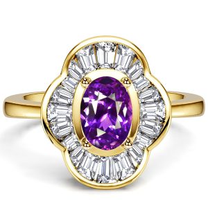 unique engagement rings - Italo Golden Ballerina Ring Oval Cut Amethyst Ring Halo Engagement Rings, Italo jewelry - Online Catalog