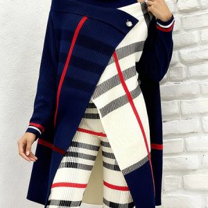 Casual Plaid Turtleneck Loosen Sweater, Pullovers, color:As Picture|size:XXL, Stylewe