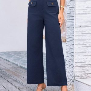 Women Plain Long Pants Vintage Spring/Fall Trousers, Pants, color:Deep Blue|size:XXL, catalog Noracora shop