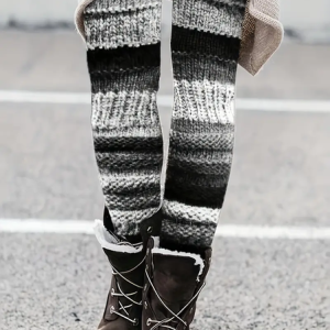 Women Multicolor Block Casual All Season Printing Long Leggings, JustFashionNow Leggings, color:Black-grey|size:XXL,