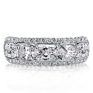 anniversary band - Halo Radiant Five Stone Created White Sapphire Wedding Band, Italo jewelry - Online Catalog