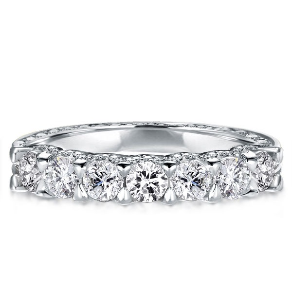 classic band - Italo Created White Sapphire Half Eternity Wedding Band For Women, Italo jewelry - Online Catalog - Image 2